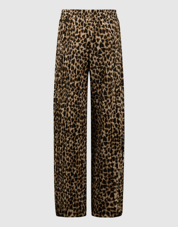 Pliss&eacute; Leopard Broek Lichtbruin SHOEBY GIRLS