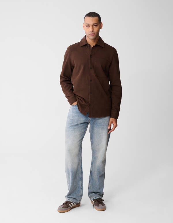 Ruiten Jacquard Overhemd Donkerbruin SHOEBY MEN