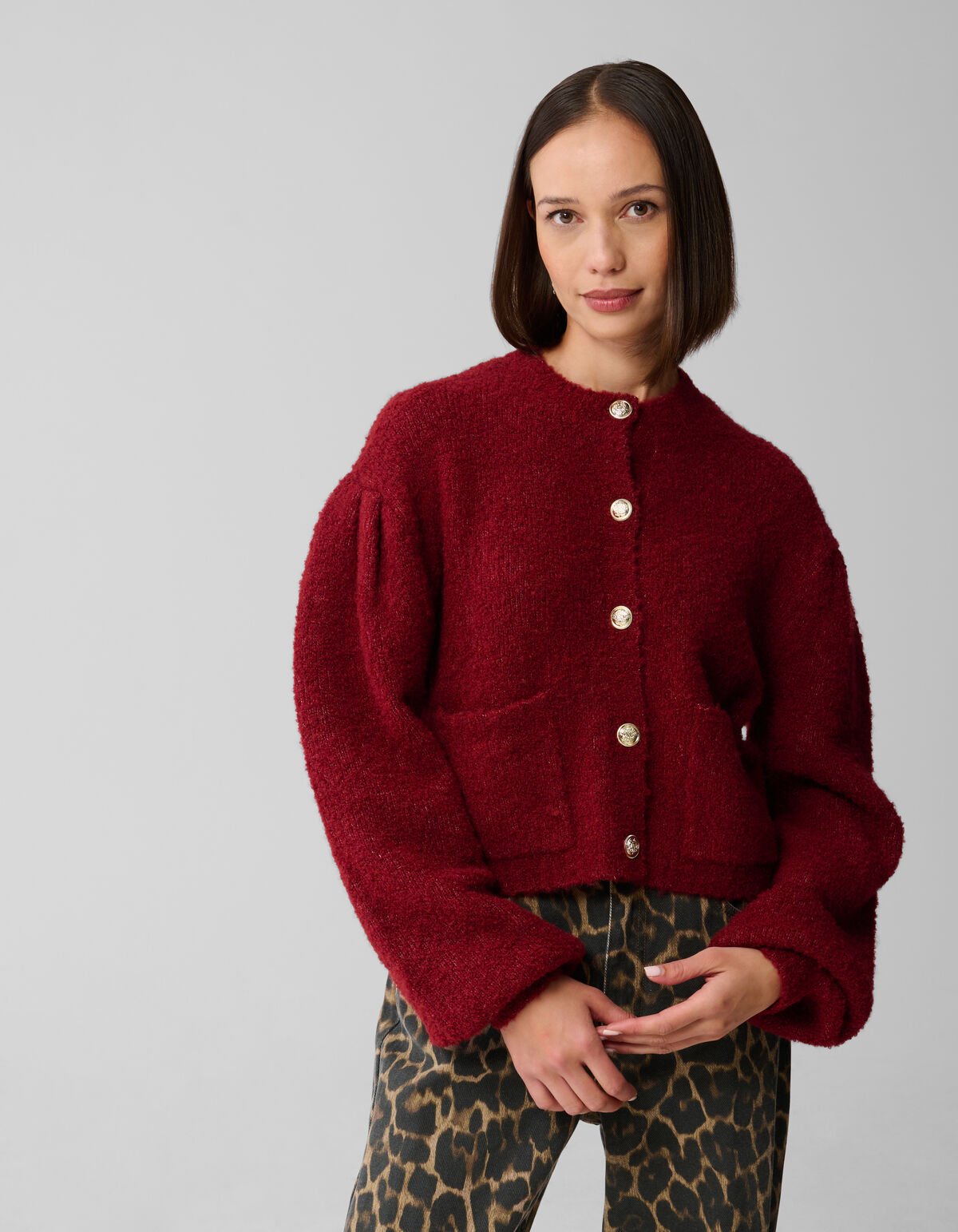 Teddy Knit Vest Donkerrood SHOEBY WOMEN