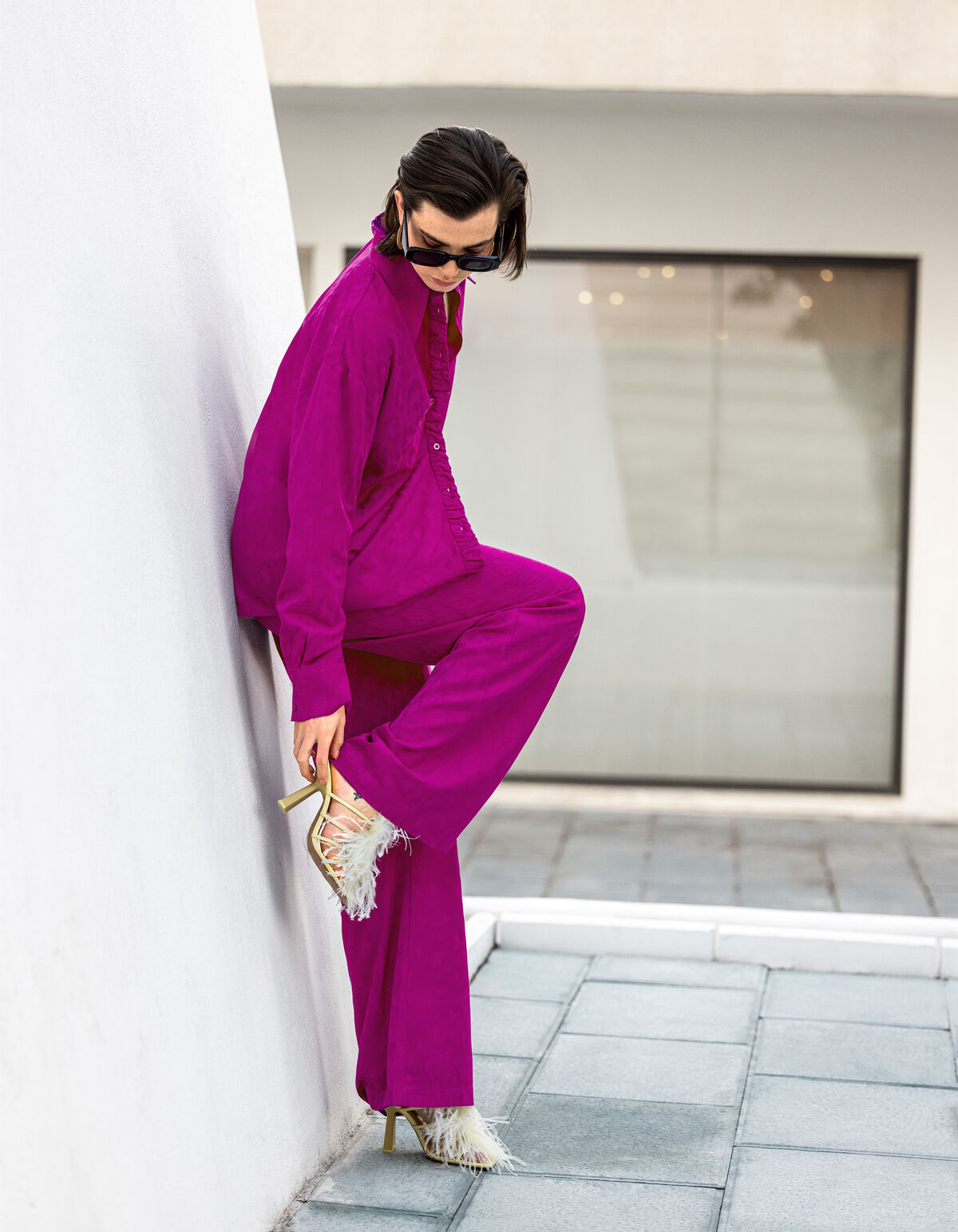 Satijnen Animal Broek Paars SHOEBY WOMEN