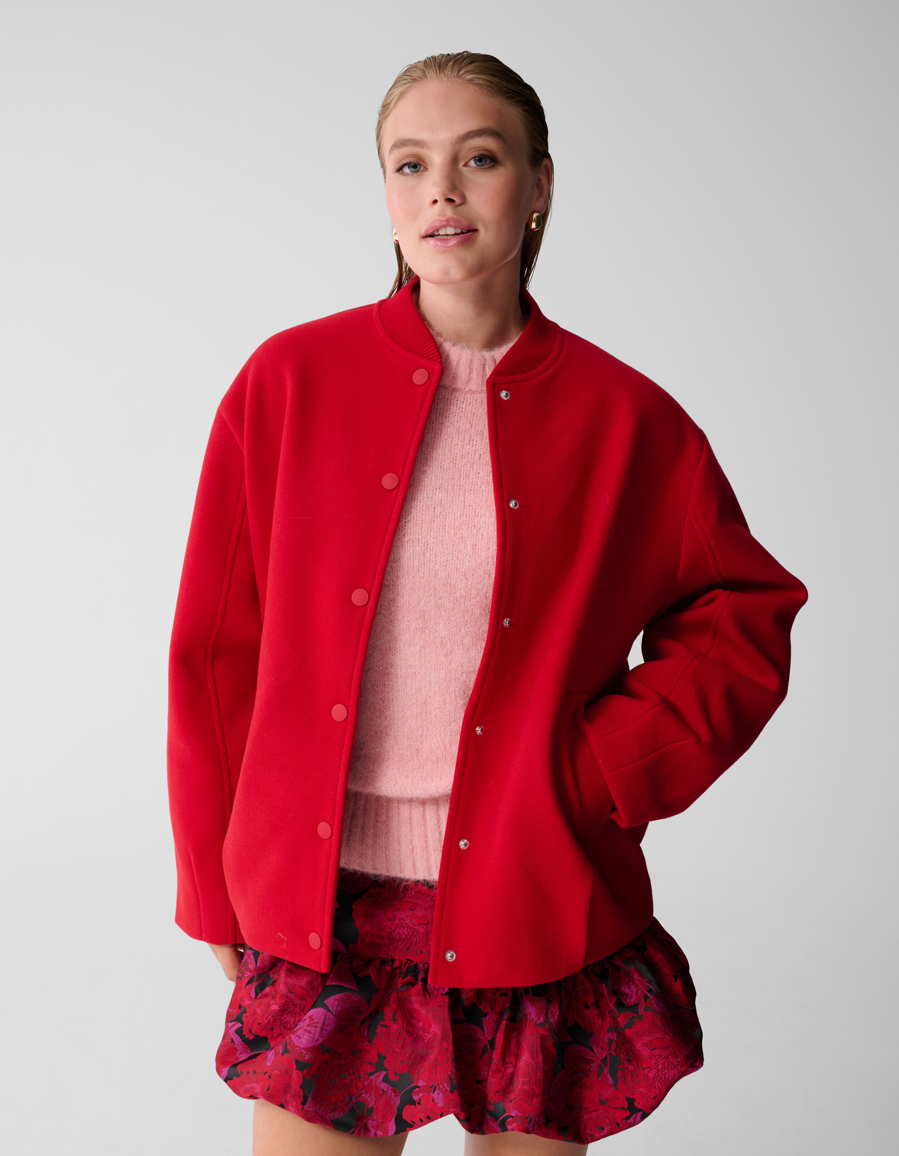 Sporty Oversized Bomber Rood SHOEBY WOMEN