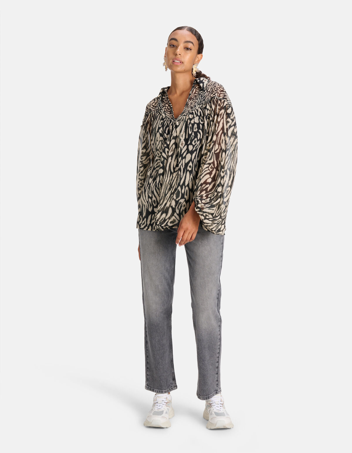 Leopard Print Blouse Zwart SHOEBY WOMEN