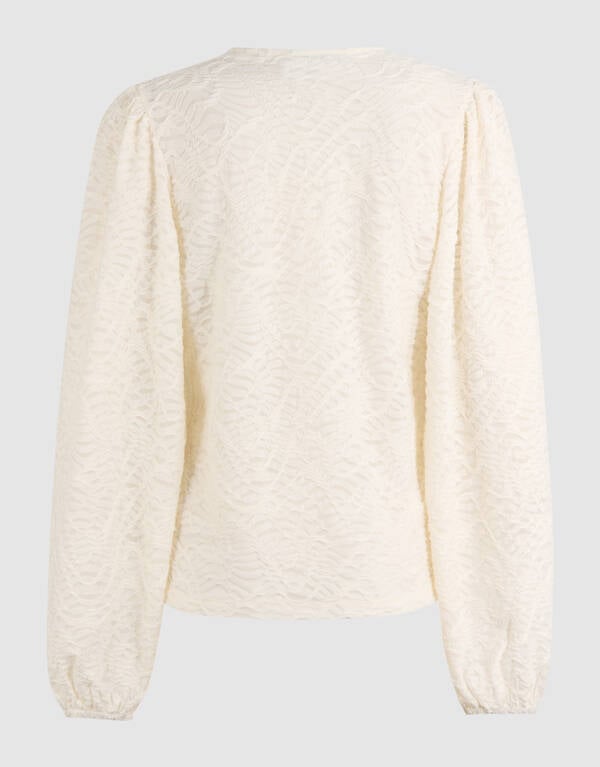 Crinkle V-hals Top Gebroken Wit SHOEBY WOMEN