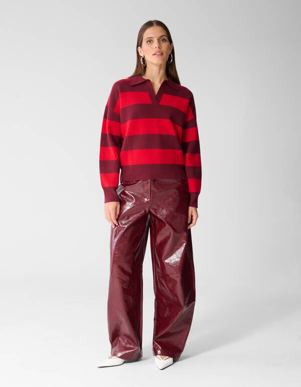 Gestreepte Gebreide Polo Rood SHOEBY WOMEN