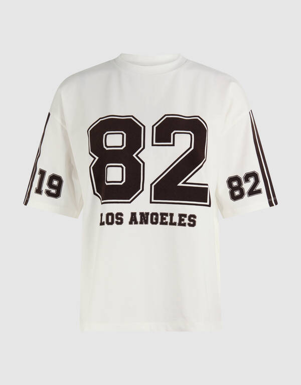 Oversized Varsity T-shirt Wit SHOEBY WOMEN