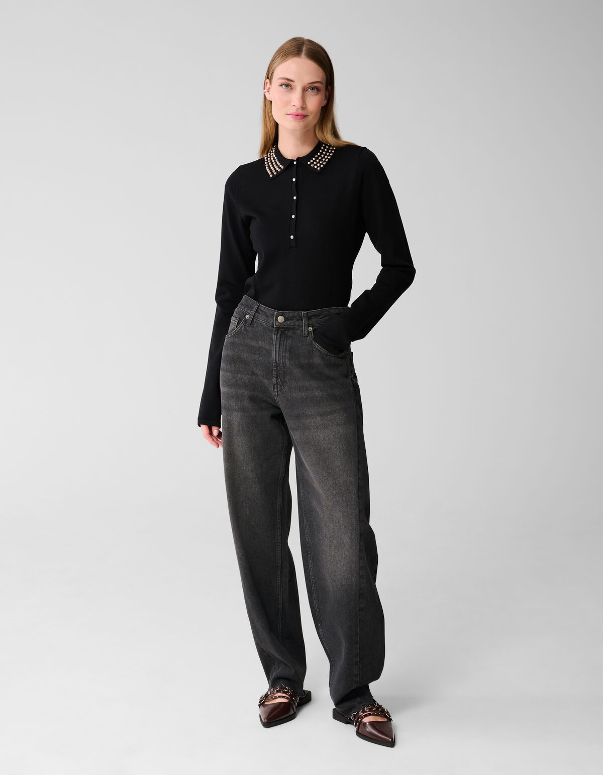 Strass Knit Polo Zwart SHOEBY WOMEN