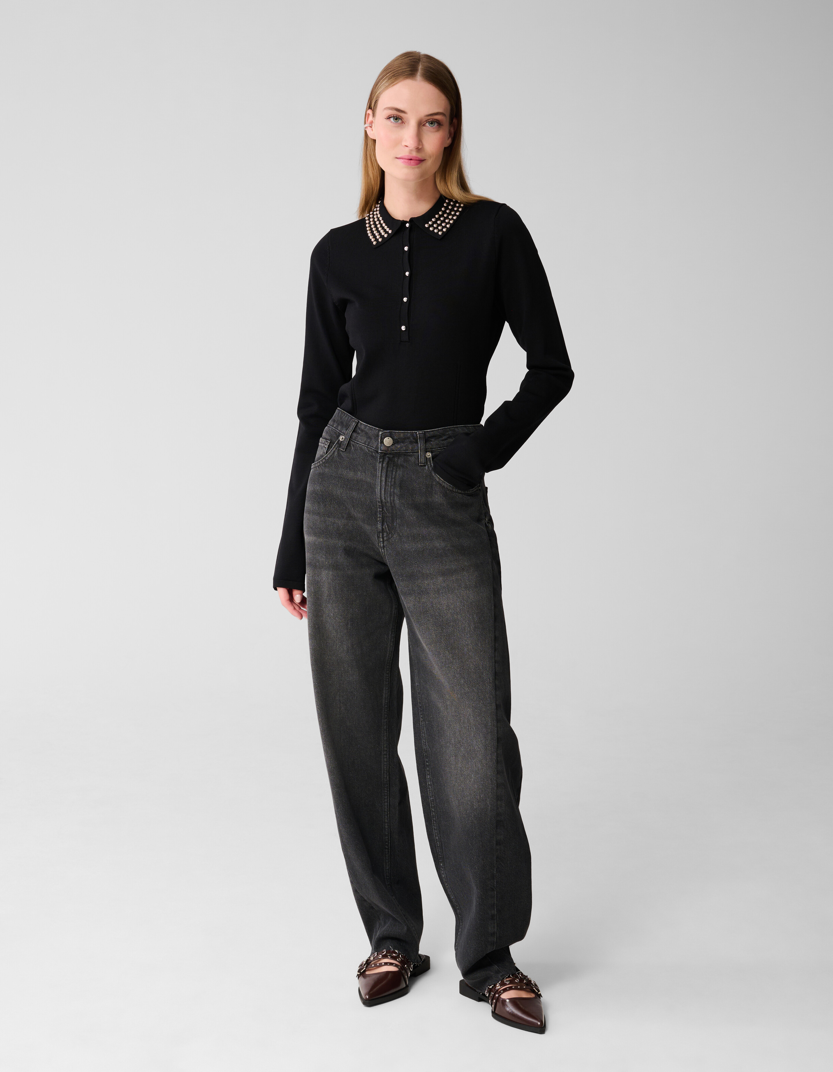 Strass Knit Polo Zwart SHOEBY WOMEN