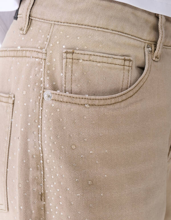 Baggy Fit Strass Jeans Lichtbruin SHOEBY WOMEN