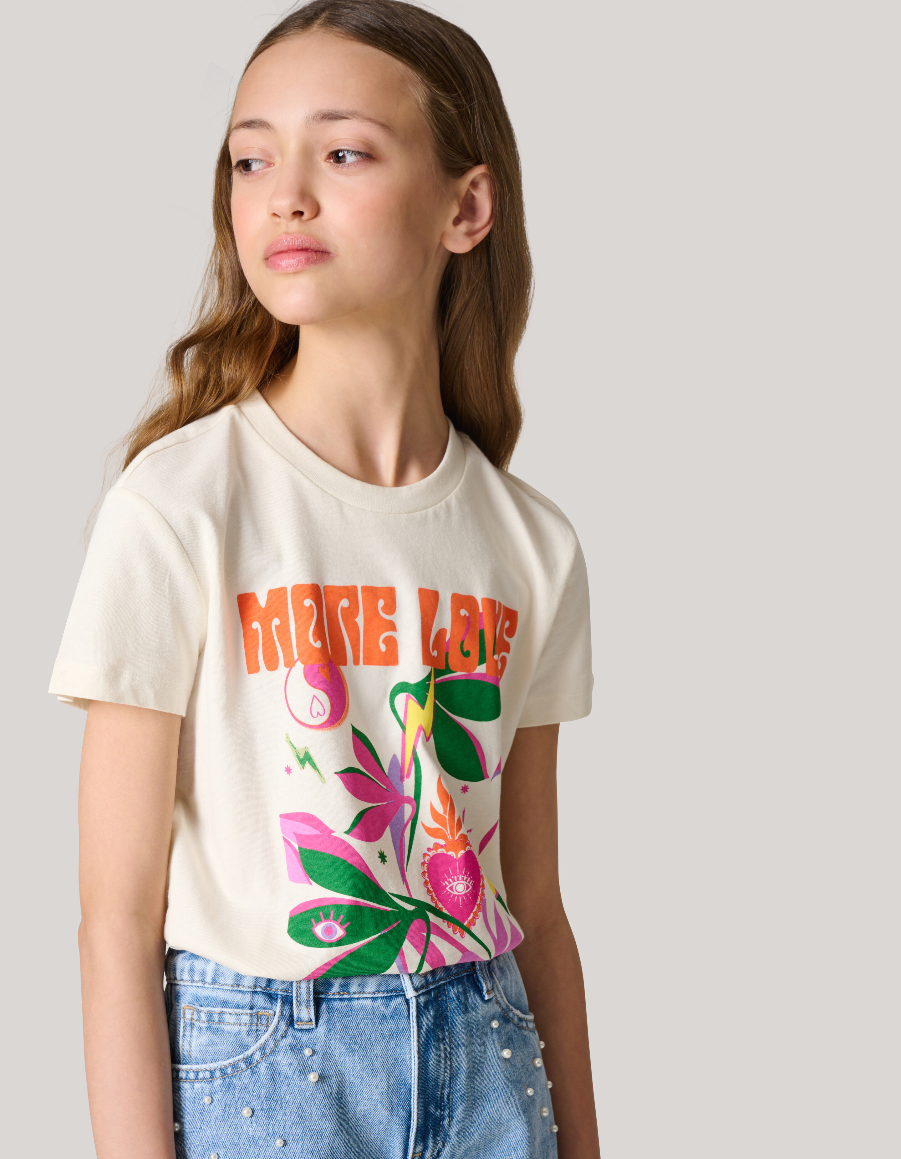 Artwork T-shirt Gebroken Wit SHOEBY GIRLS