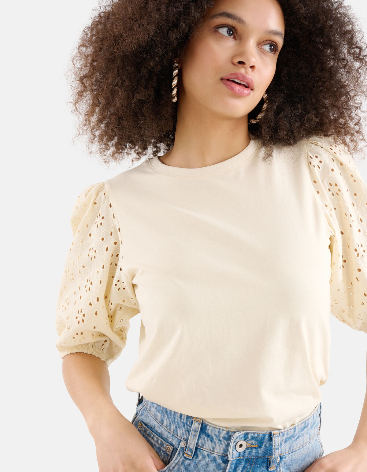 Embroidery Top Gebroken Wit SHOEBY WOMEN