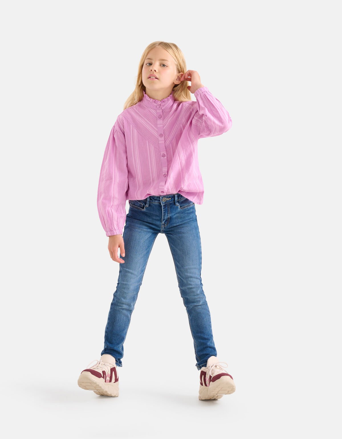 Gestreepte Lurex Blouse Roze SHOEBY GIRLS