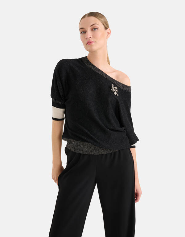 Colorblock Vleermuismouwen Trui Zwart By Mieke SHOEBY WOMEN