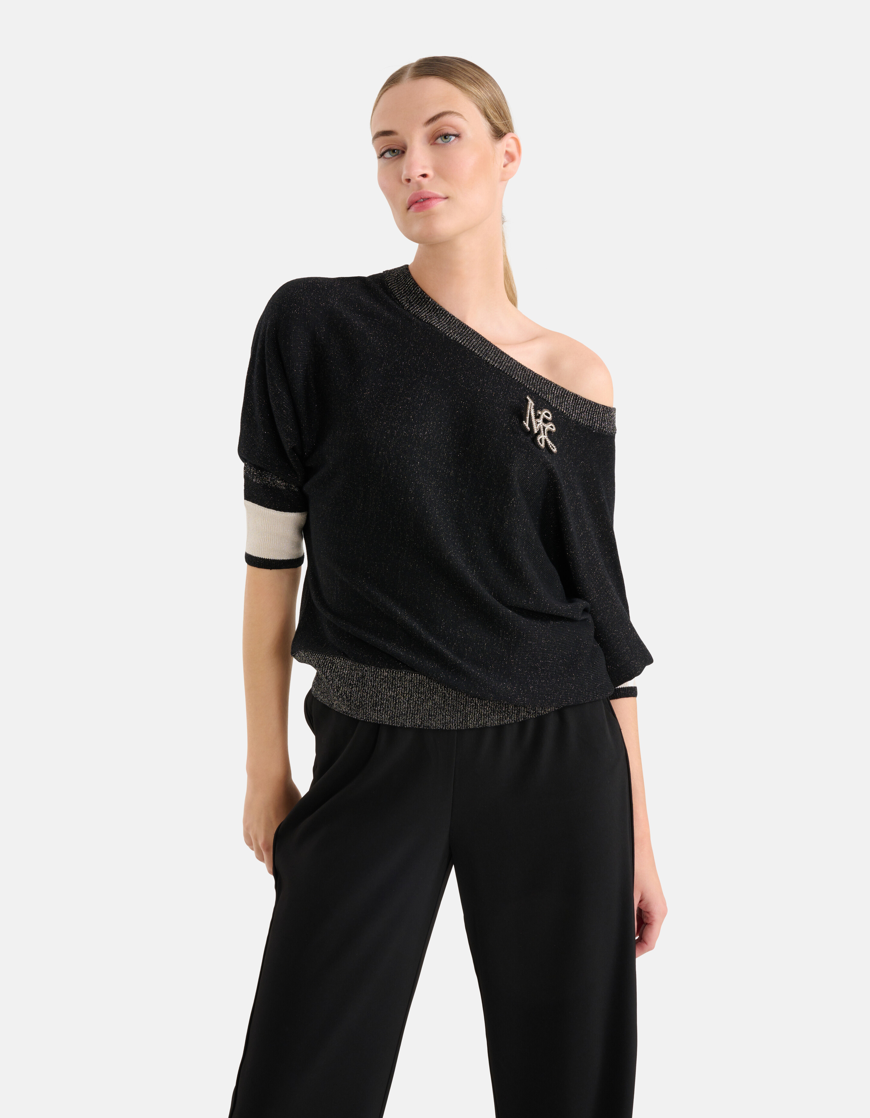 Colorblock Vleermuismouwen Trui Zwart By Mieke SHOEBY WOMEN