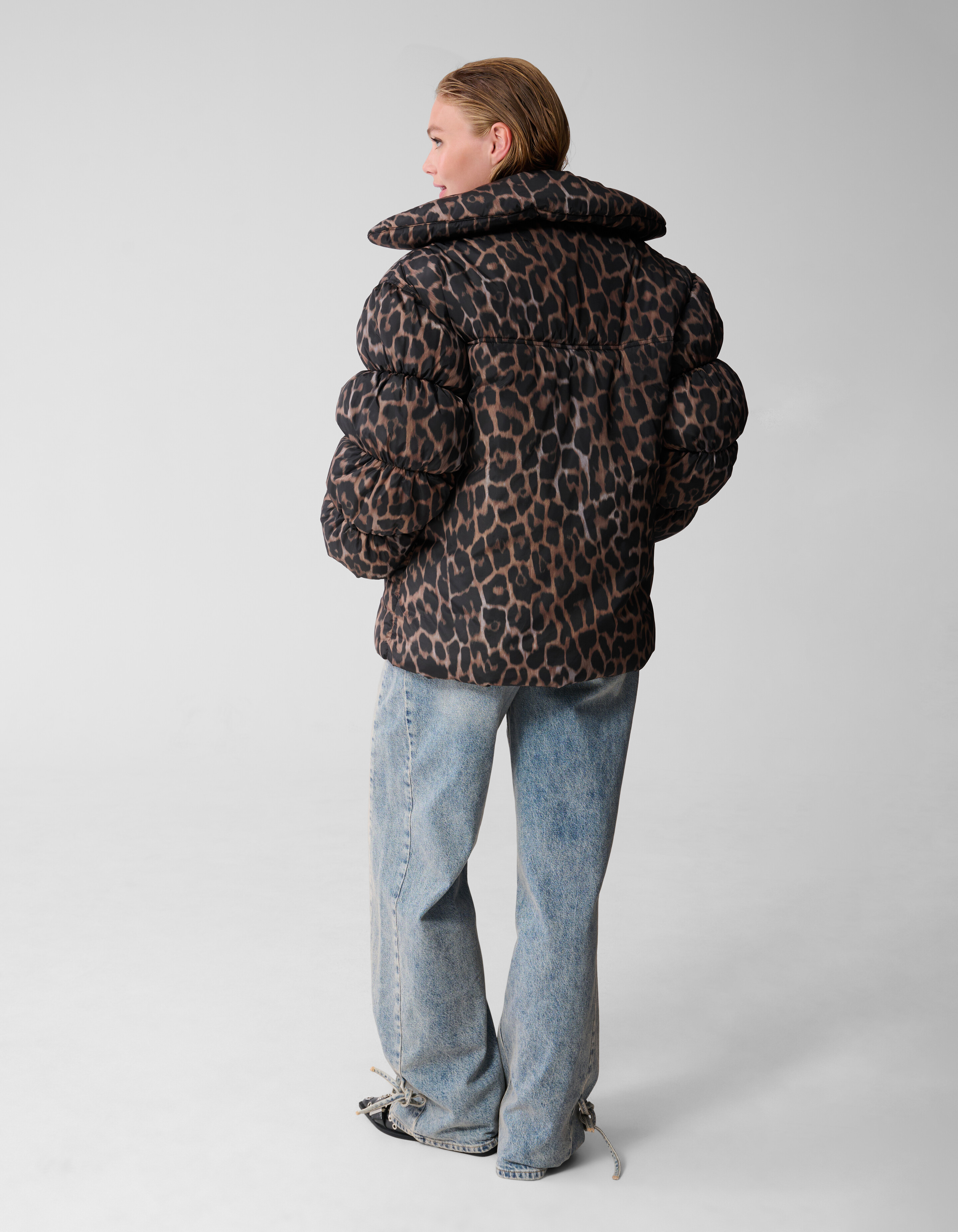 Leopard Puffer Jas Bruin SHOEBY WOMEN
