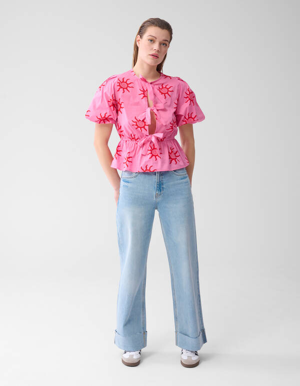 Turn Up Wide Leg Fit Jeans Mediumstone SHOEBY WOMEN