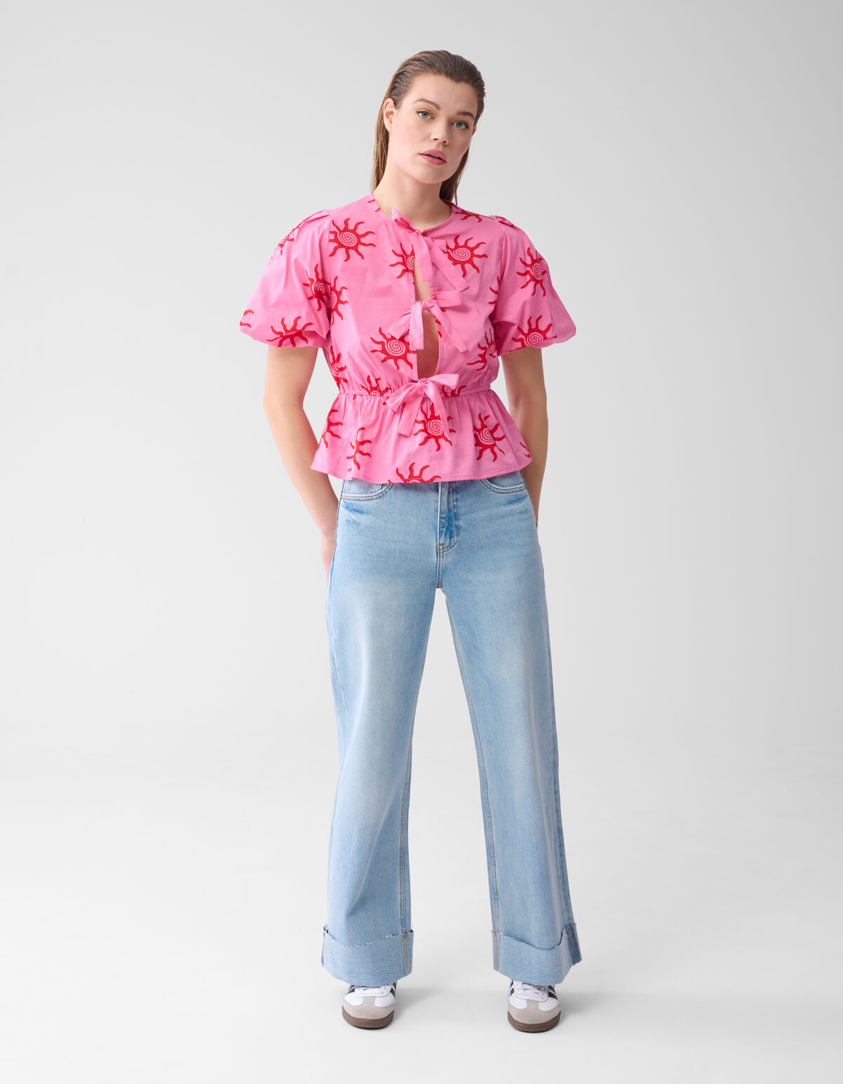 Turn Up Wide Leg Fit Jeans Mediumstone SHOEBY WOMEN
