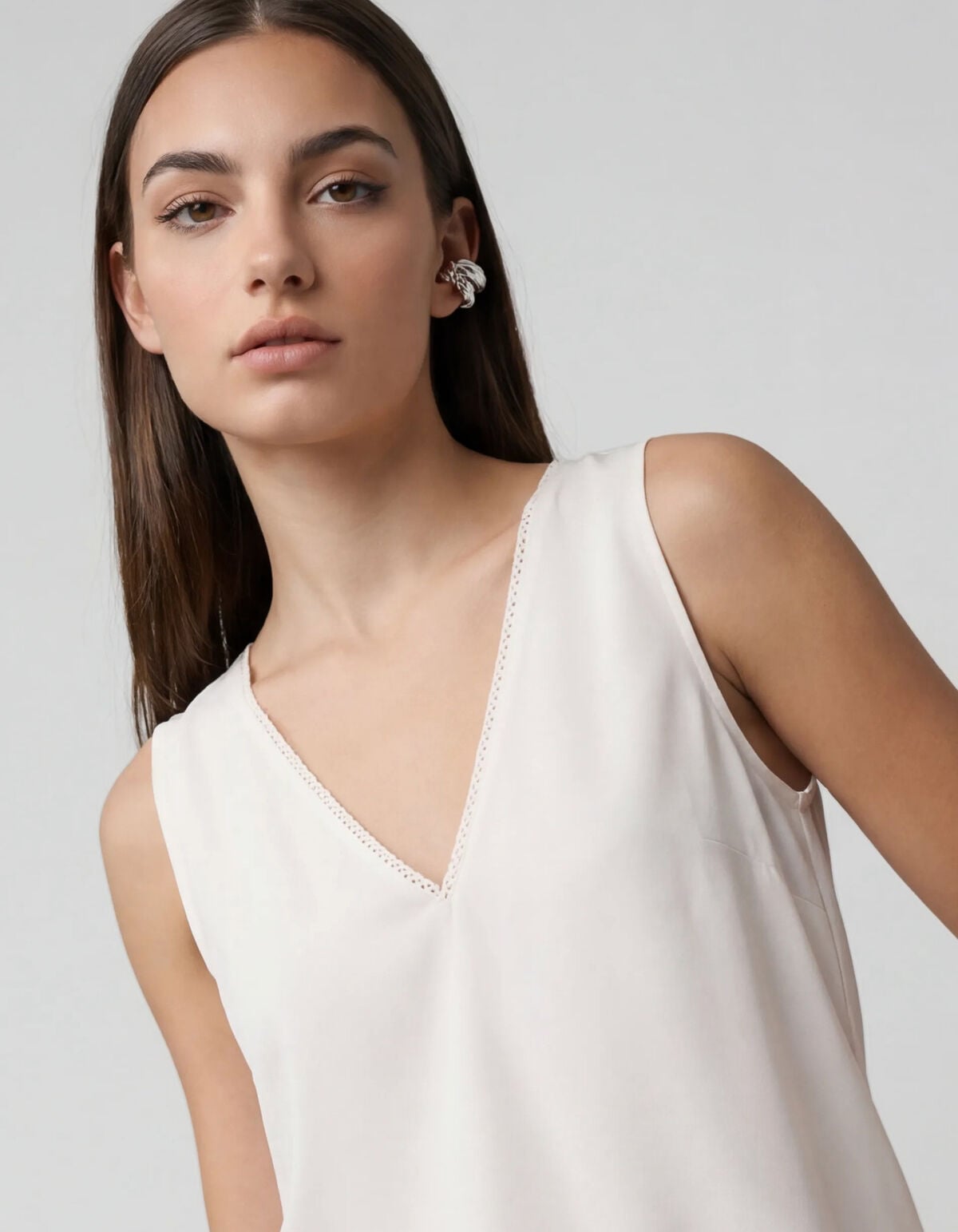 Satijnen Top Gebroken Wit SHOEBY WOMEN