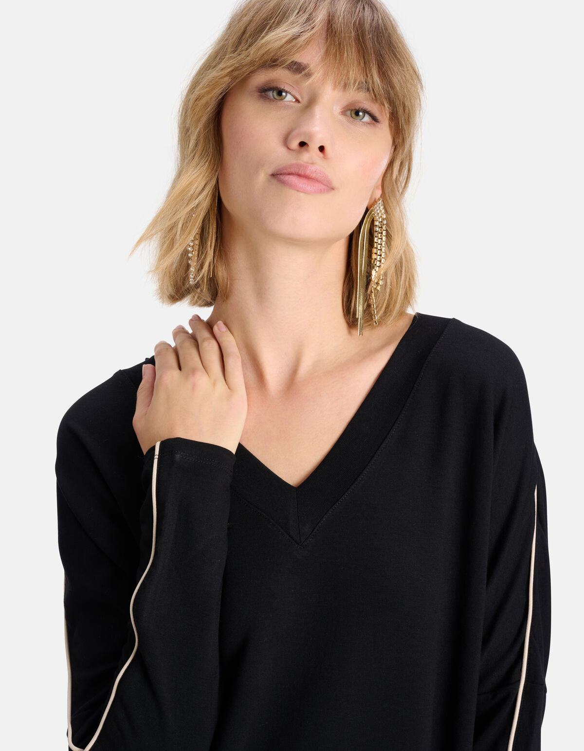 Basis Oversized V-hals Top Zwart SHOEBY WOMEN