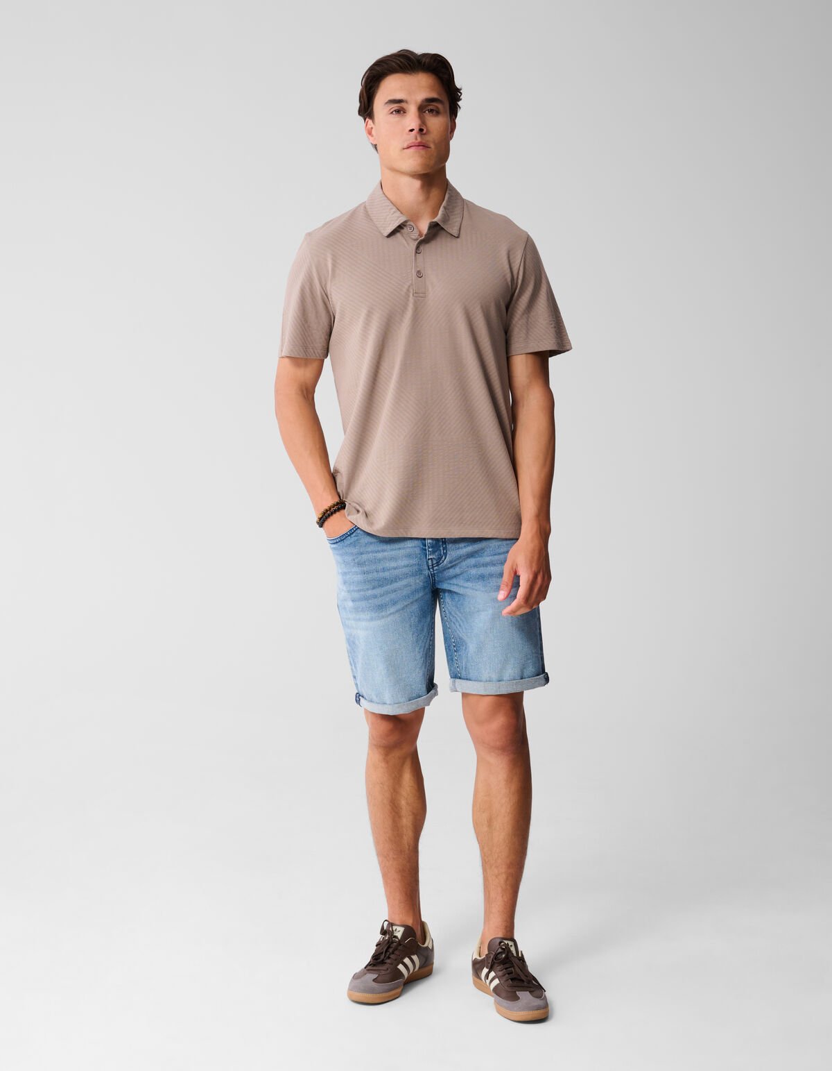 Jacquard Polo Lichtbruin SHOEBY MEN