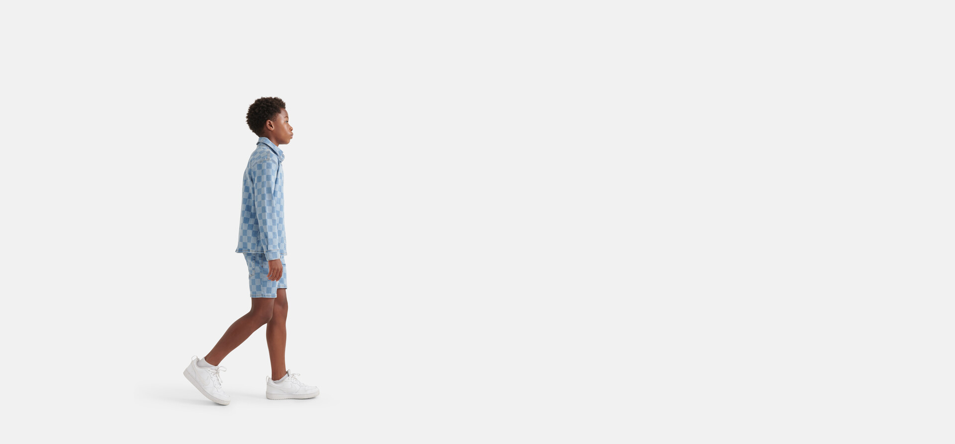 Check Denim Short Mediumstone SHOEBY BOYS