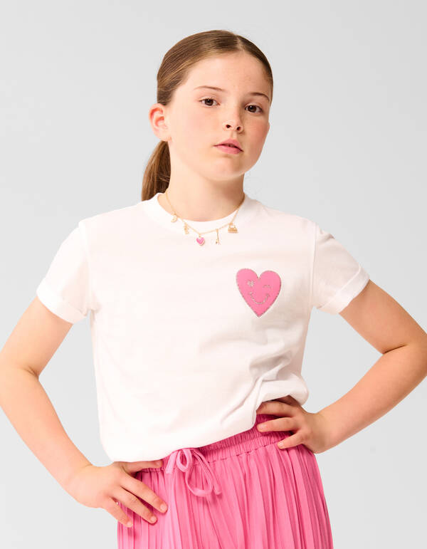 Smiley Heart T-shirt Wit SHOEBY GIRLS