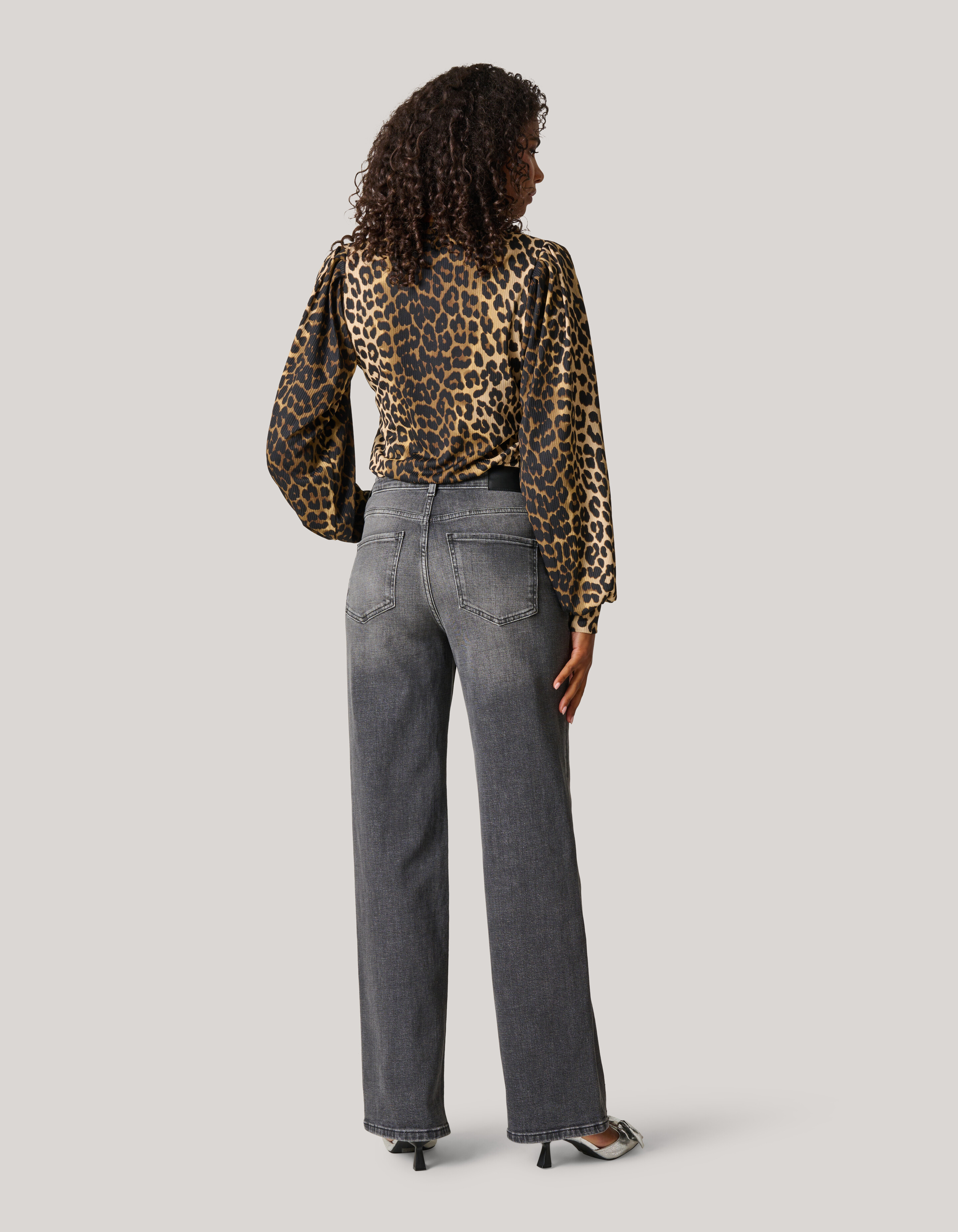 Wide Leg Fit Jeans Donkergrijs SHOEBY WOMEN