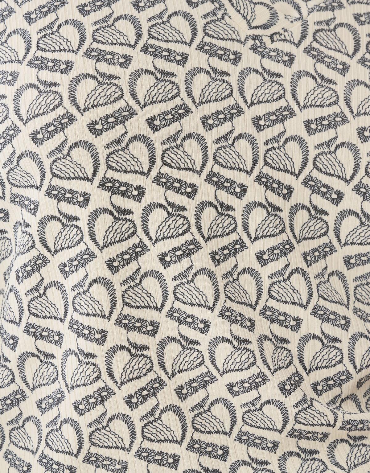 Printed Rib Jersey Top Gebroken Wit SHOEBY WOMEN