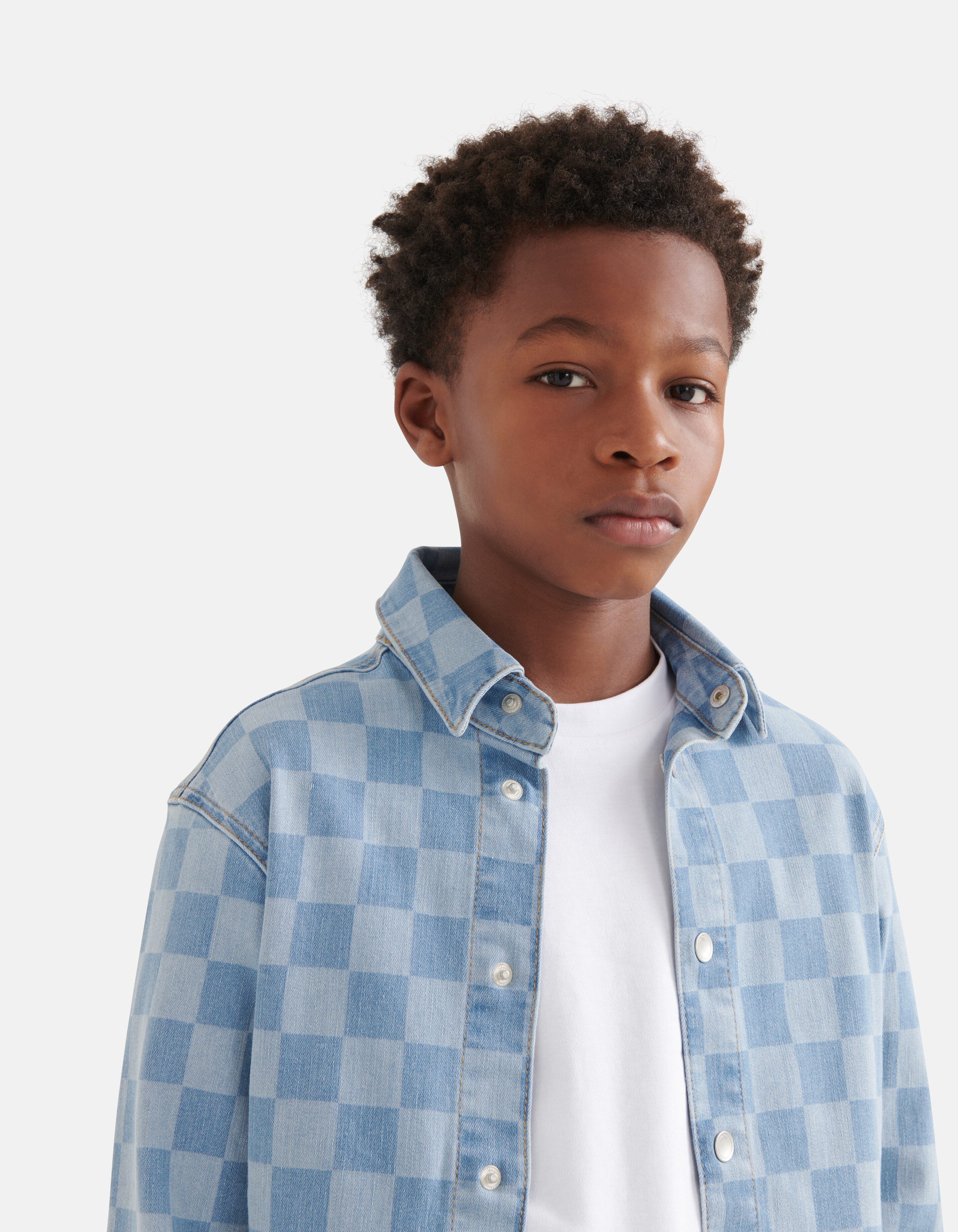 Check Denim Overshirt Mediumstone SHOEBY BOYS