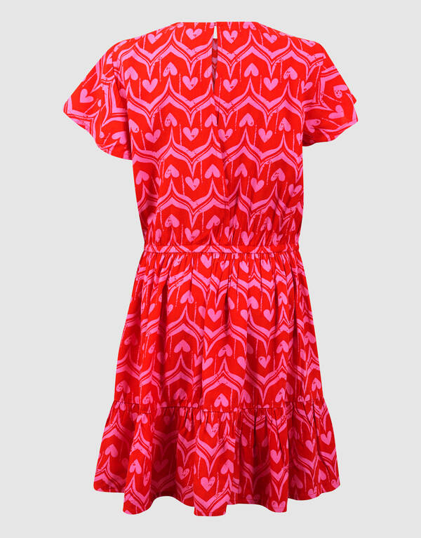 Heart Print Mini Jurk Roze SHOEBY GIRLS