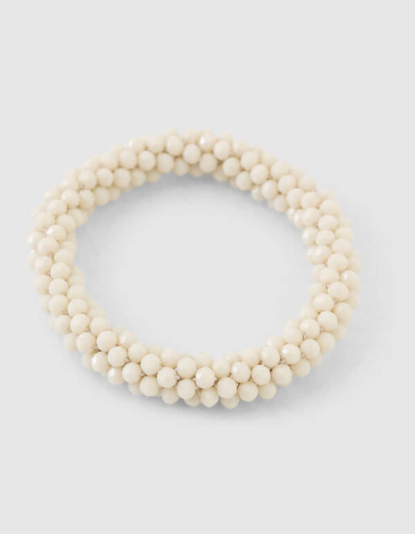 Beaded Haarelastiek Gebroken Wit SHOEBY ACCESSOIRES