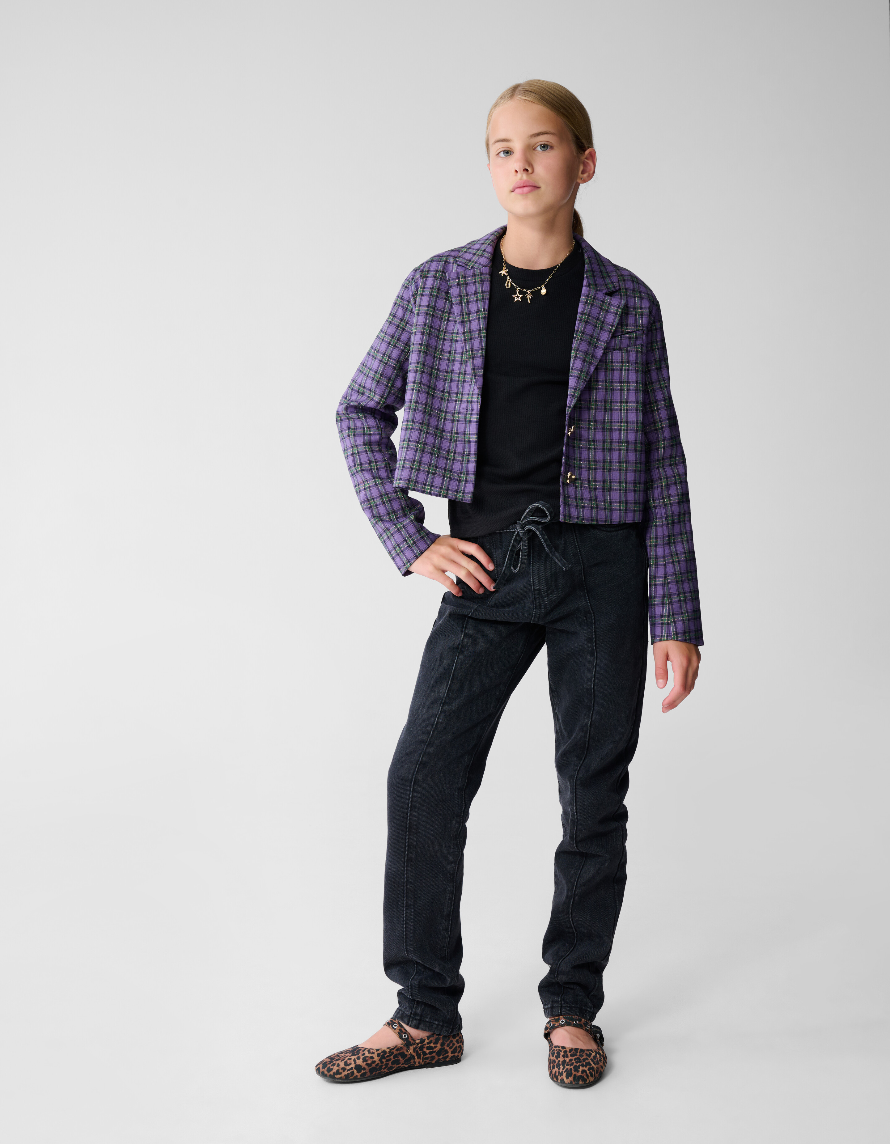 Cropped Ruiten Blazer Paars SHOEBY GIRLS