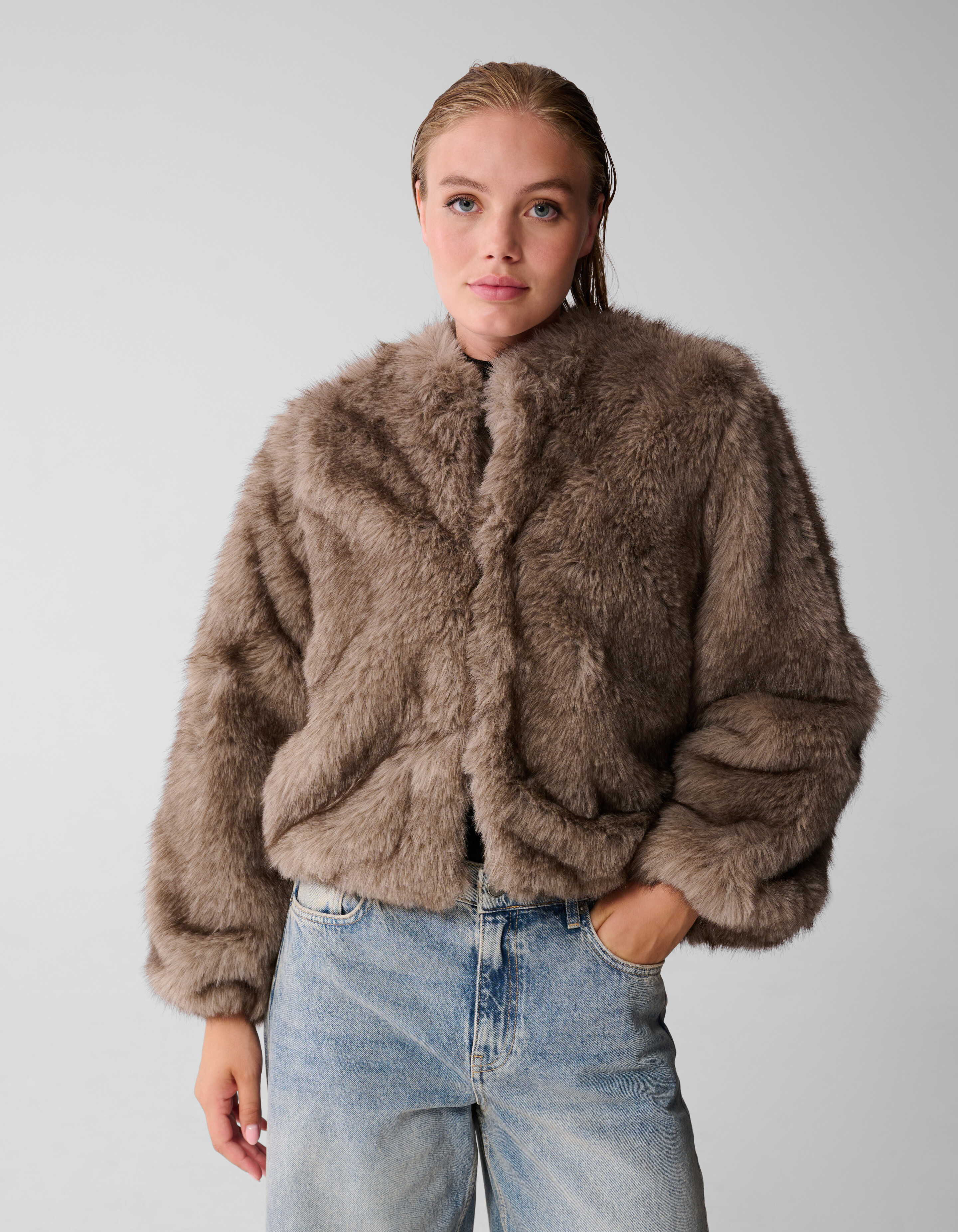Hairy Fake Fur Jas Bruin SHOEBY WOMEN