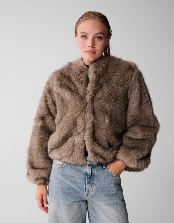 Hairy Fake Fur Jas Bruin SHOEBY WOMEN