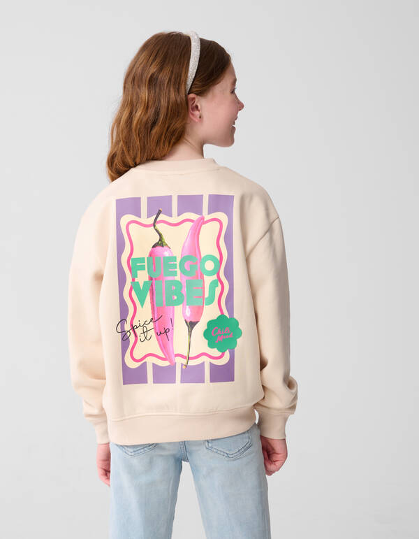 Peper Artwork Sweater Gebroken Wit SHOEBY GIRLS