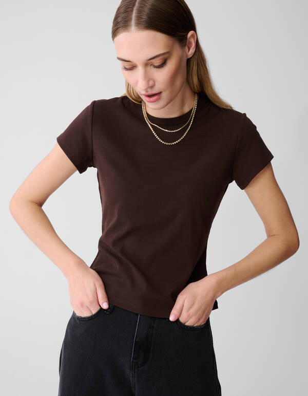 Rib T-shirt Bruin SHOEBY WOMEN