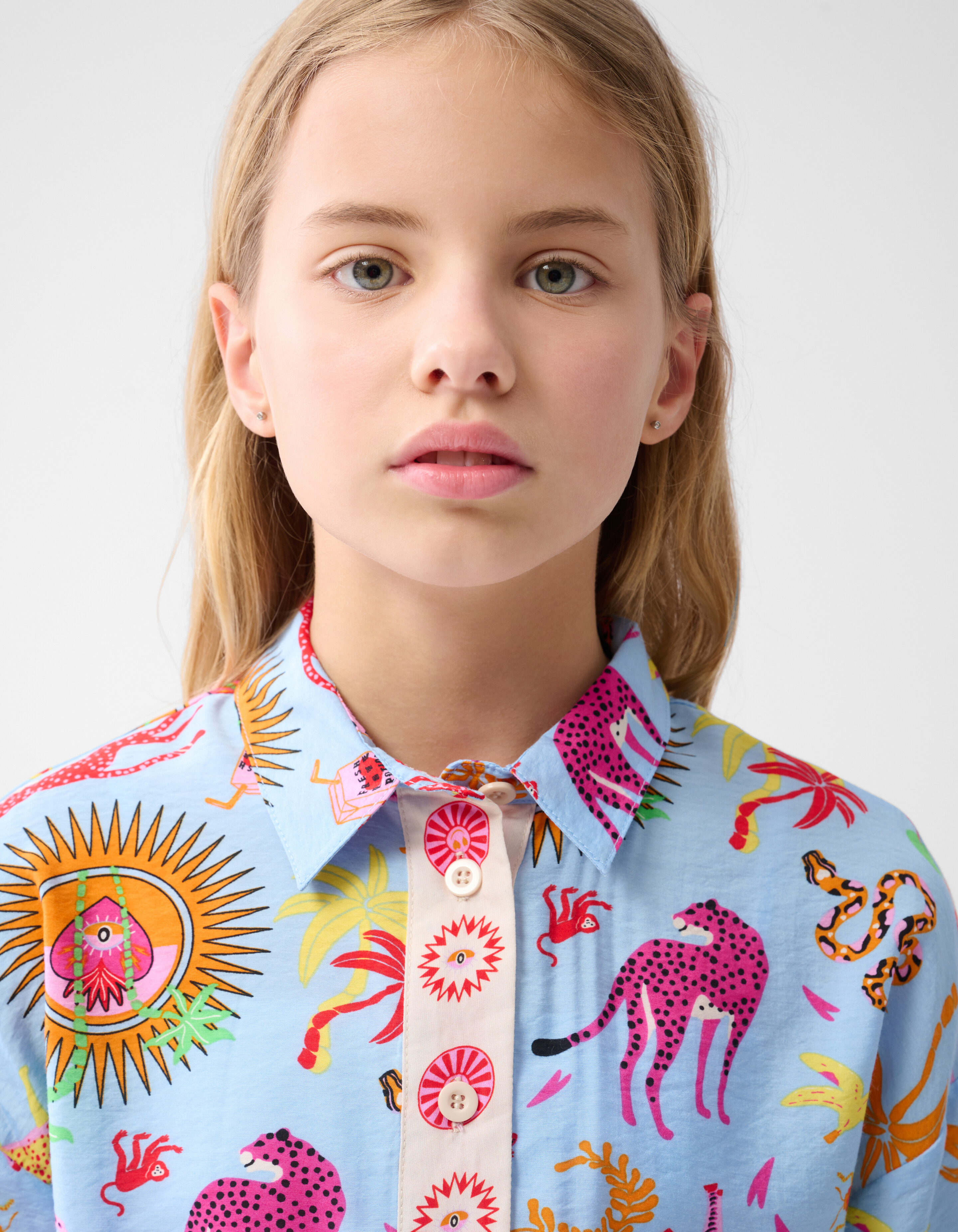 Jungle Artwork Blouse Lichtblauw By Lizzy SHOEBY GIRLS