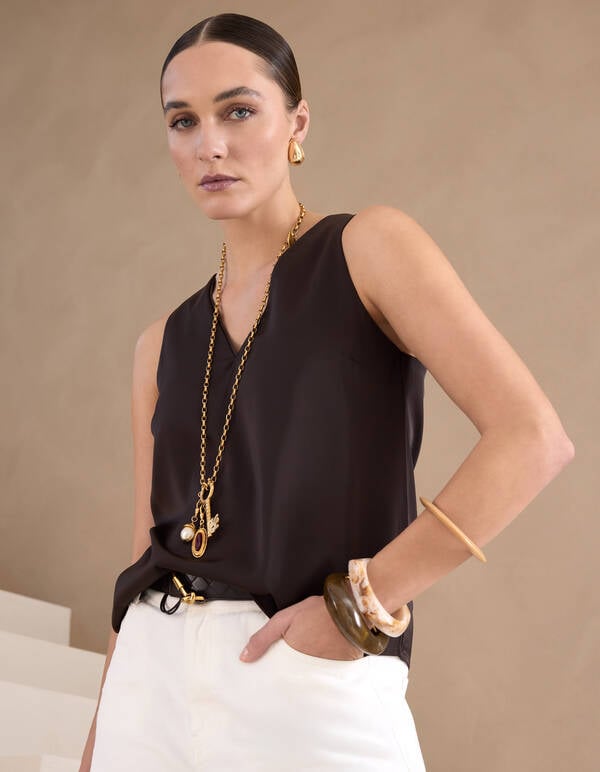 Satijnen Top Donkerbruin By Mieke SHOEBY WOMEN