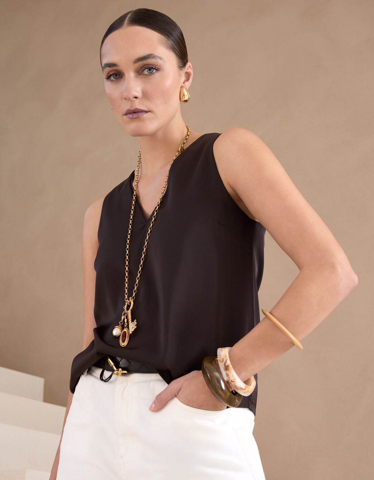 Satijnen Top Donkerbruin By Mieke SHOEBY WOMEN