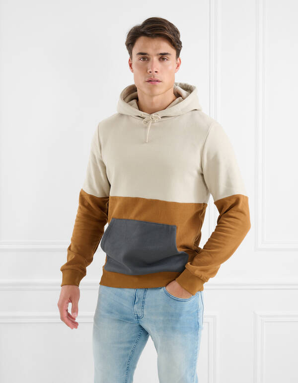 Gekleurde Contrast Hoodie Beige SHOEBY MEN