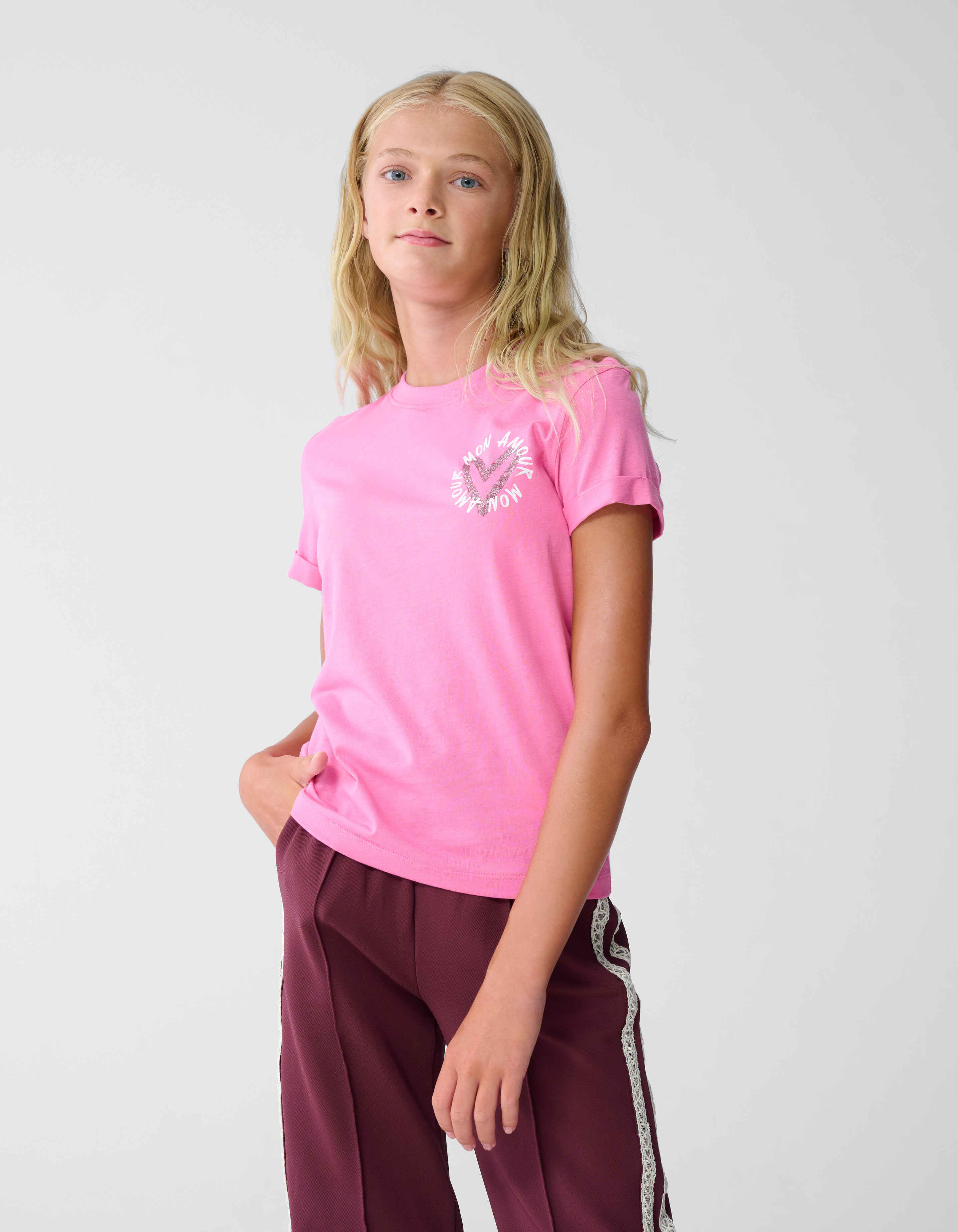 Mon Amour Artwork T-shirt Roze SHOEBY GIRLS