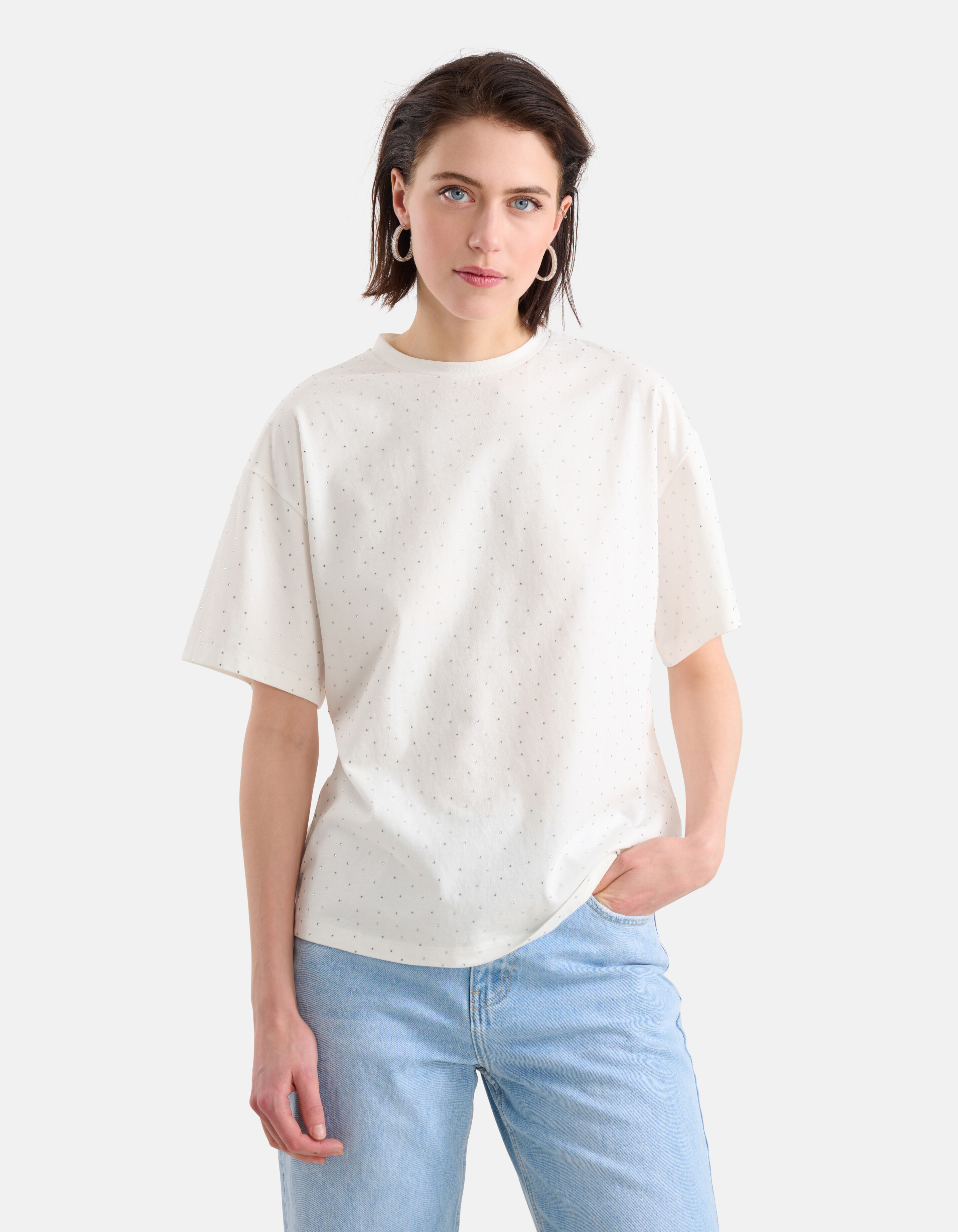 Strass T-shirt Gebroken Wit SHOEBY WOMEN