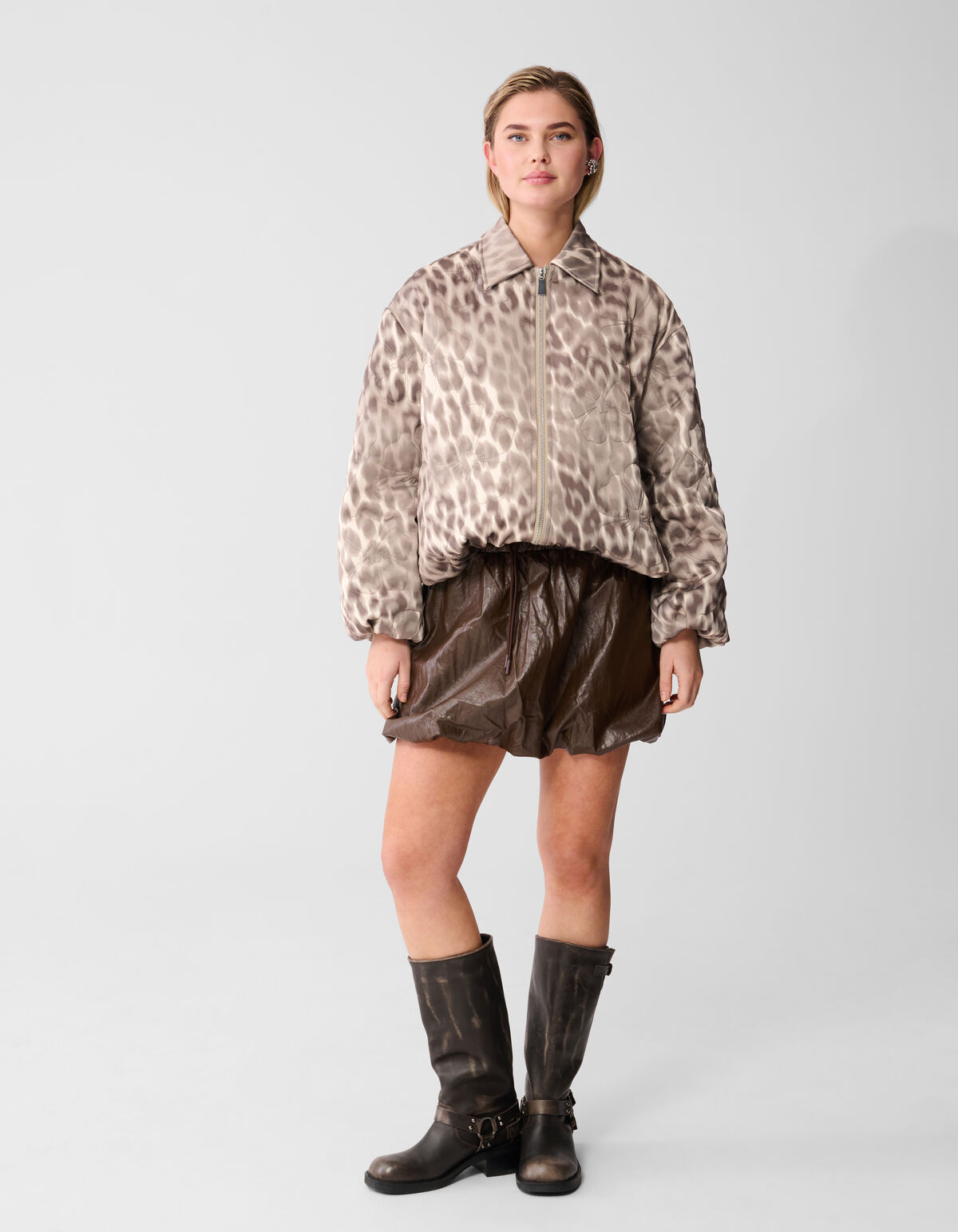 Quilted Leopard Bomber Jack Lichtbruin SHOEBY WOMEN