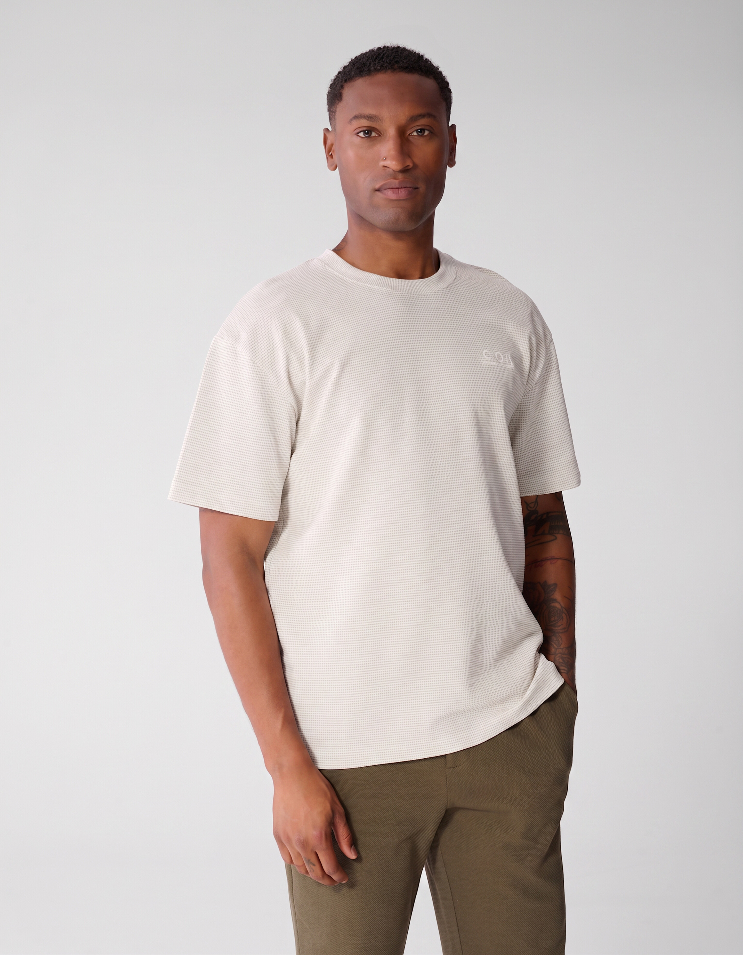 Honeycomb T-shirt Lichtgrijs SHOEBY MEN
