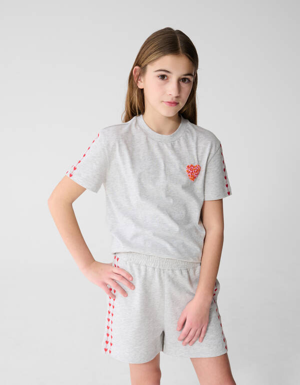 Heart Artwork T-shirt Lichtgrijs SHOEBY GIRLS