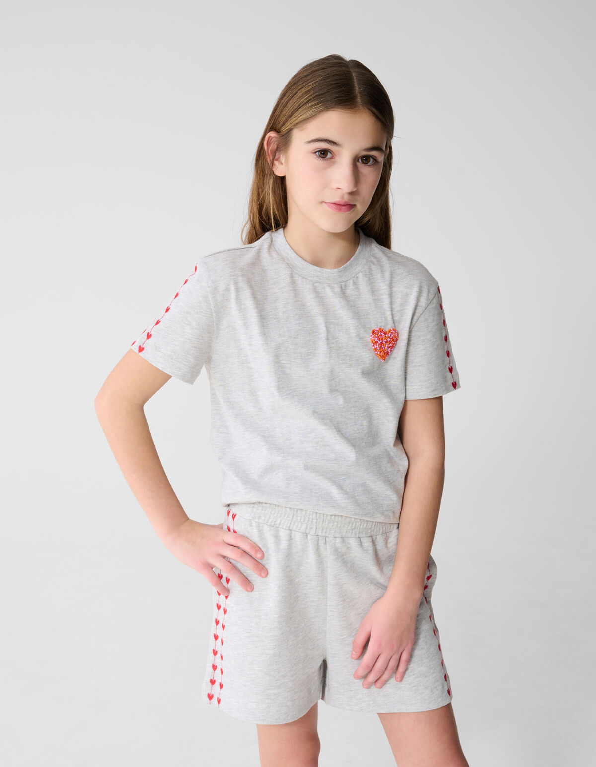 Heart Artwork T-shirt Lichtgrijs SHOEBY GIRLS