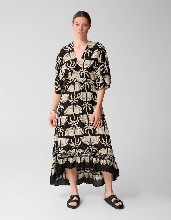Printed Maxi Jurk Zwart/Wit SHOEBY WOMEN