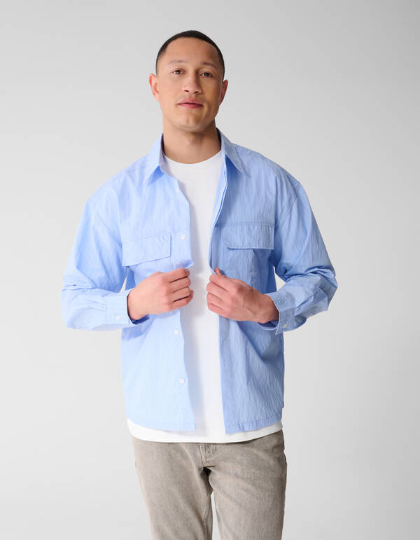 Relaxed Fit Pinstripe Overhemd Lichtblauw SHOEBY MEN