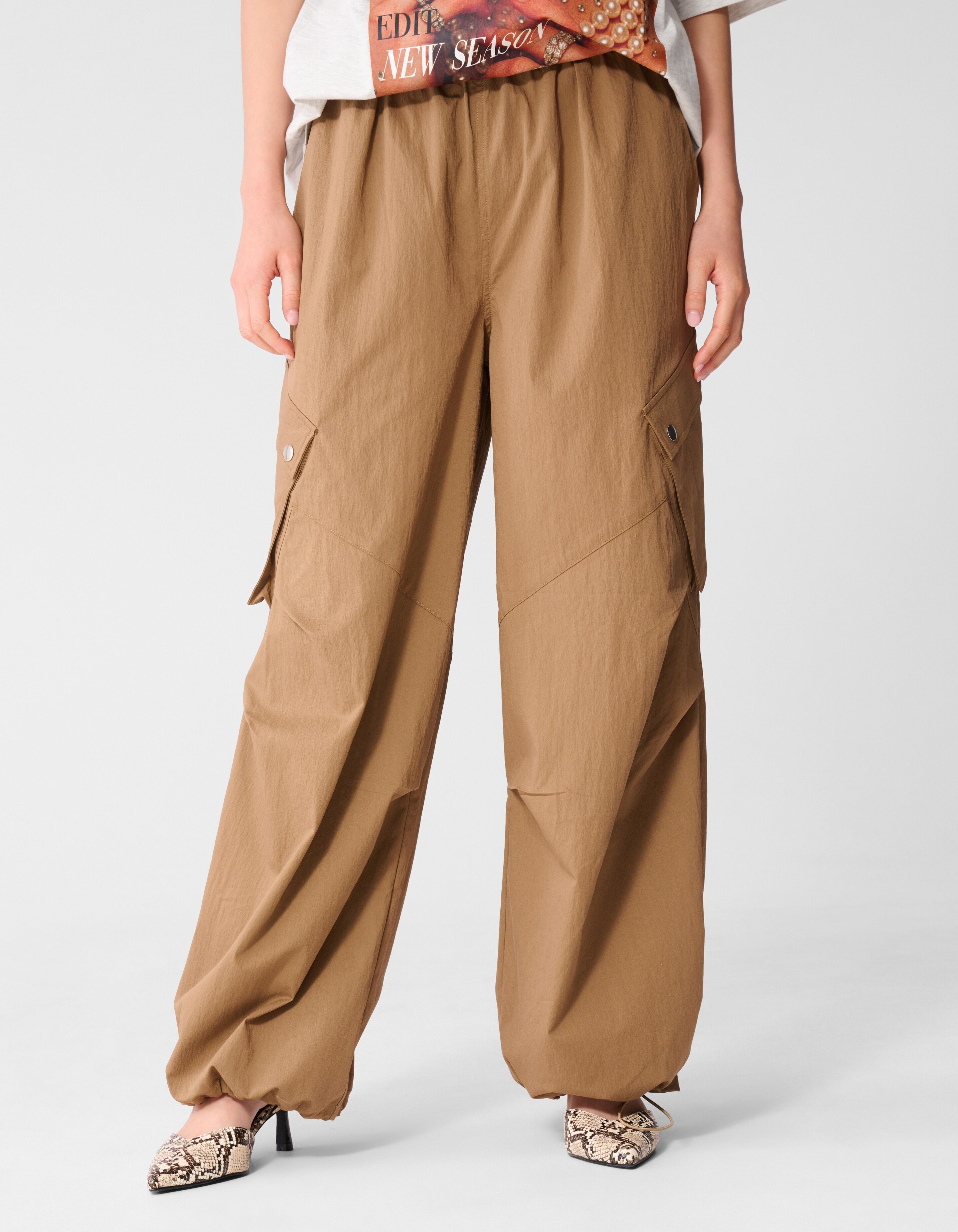Cargo Balloon Fit Broek Bruin SHOEBY WOMEN