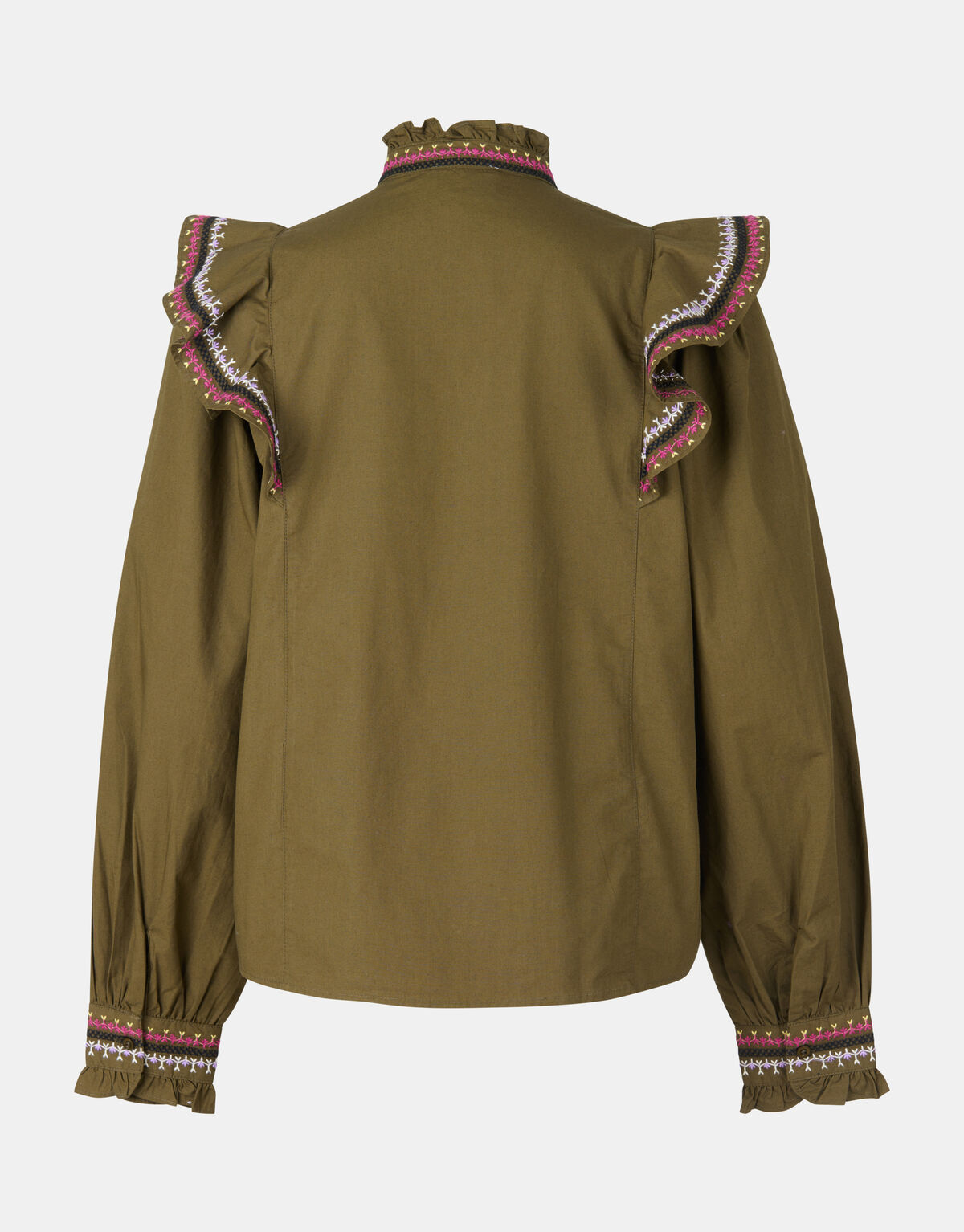 Embroidery Blouse Donkergroen SHOEBY WOMEN
