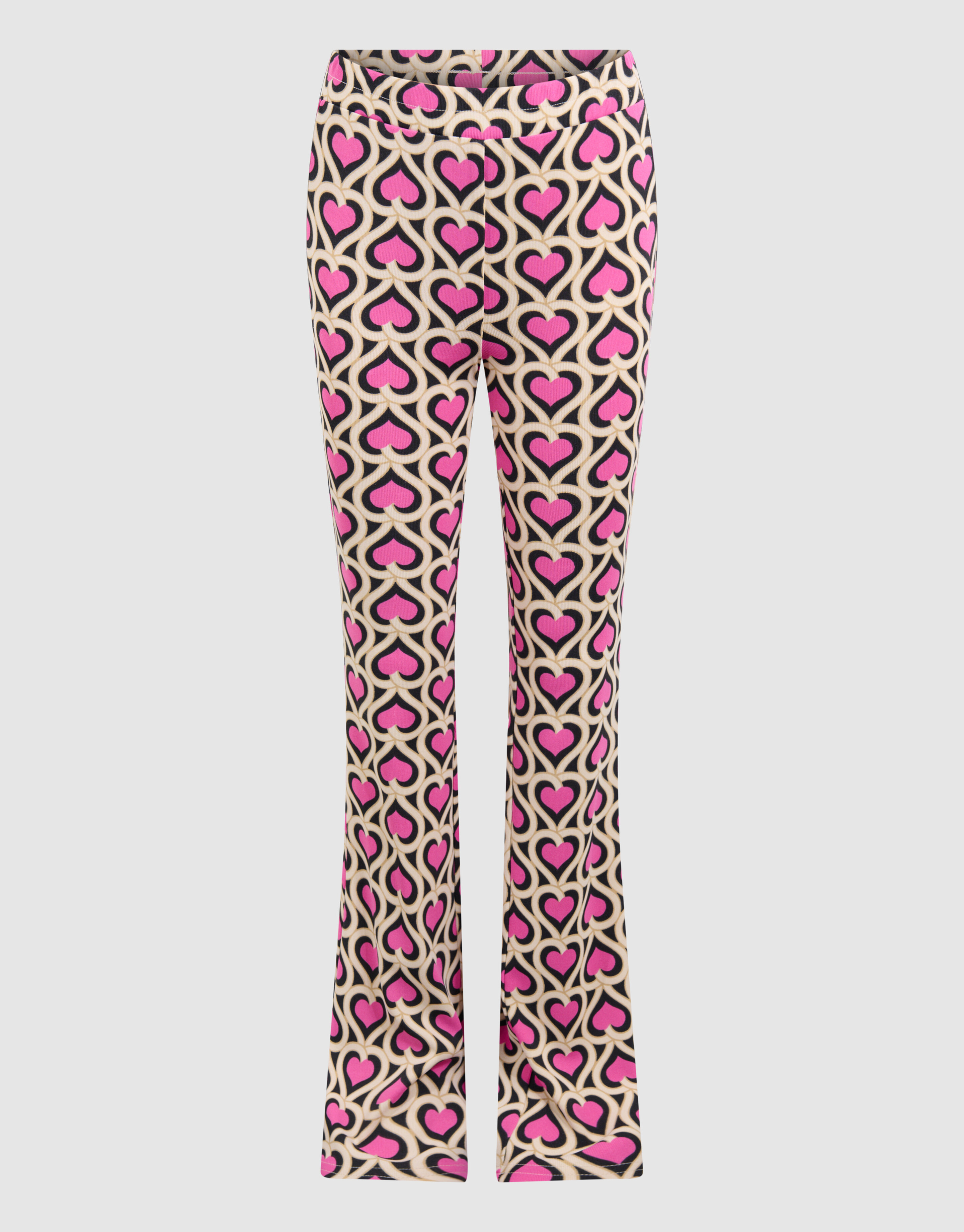 Heart Printed Rib Flared Legging Roze SHOEBY GIRLS